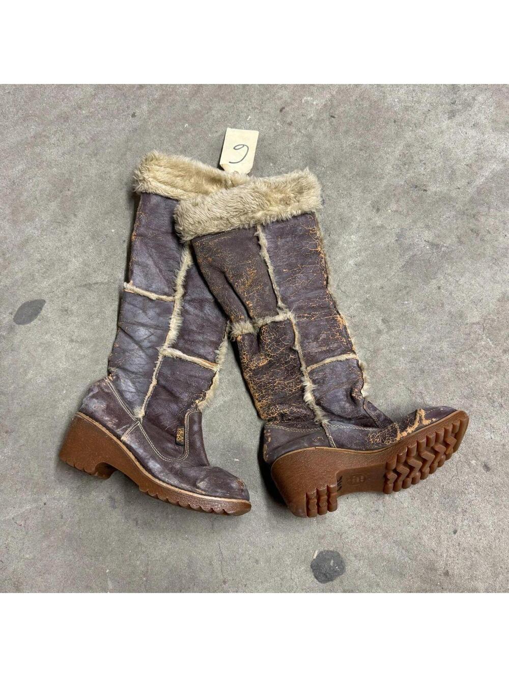 Vintage Film Costume 1970s Sea & Ski Brown Leather Tall Boots 6